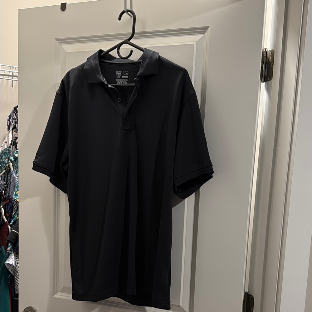 Black Cotton Polo Shirt Short Sleeve